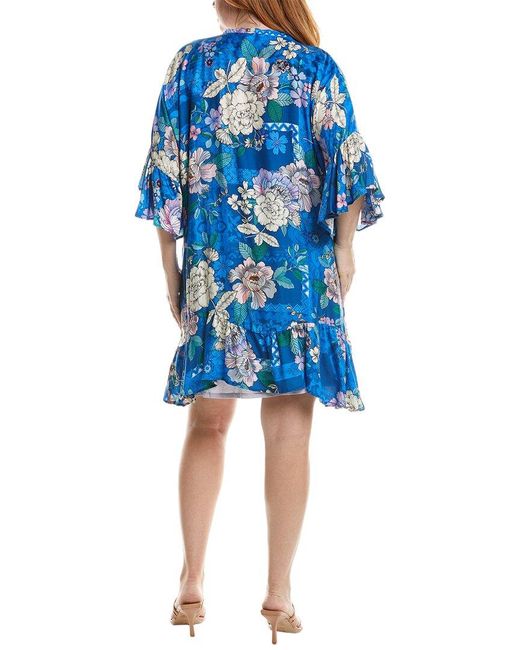 Johnny Was Blue Plus Dove Ruffle Kimono