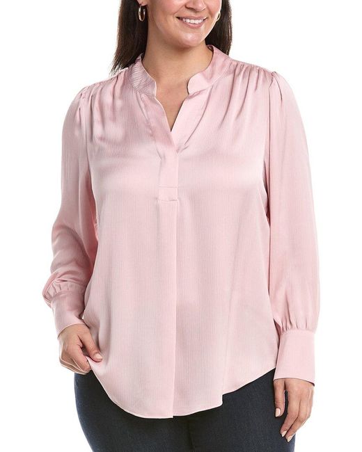 Anne Klein Pink Plus Pleat Front Blouse