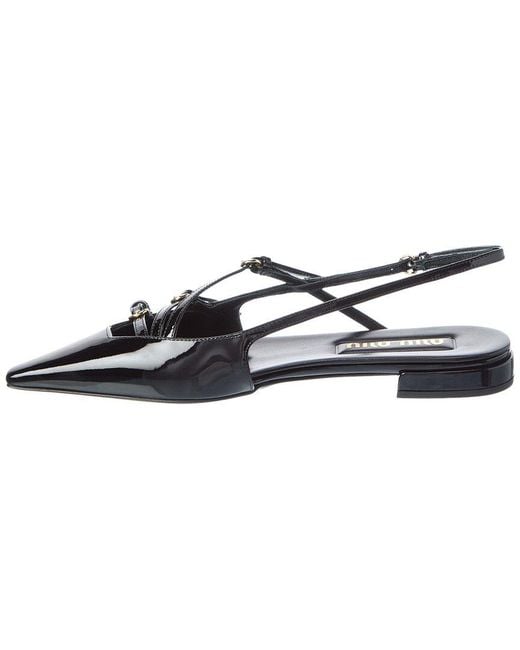 Miu Miu Black Logo Patent Slingback Ballerina Flat
