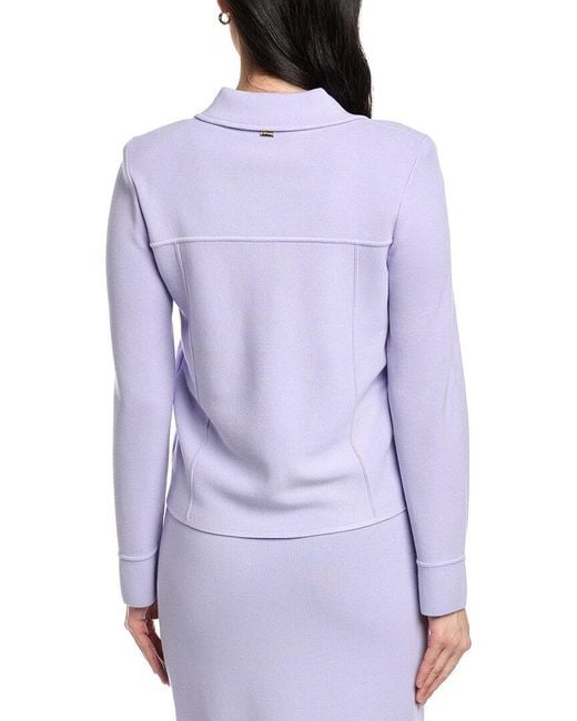 St. John Purple Collared Boxy Knit Jacket