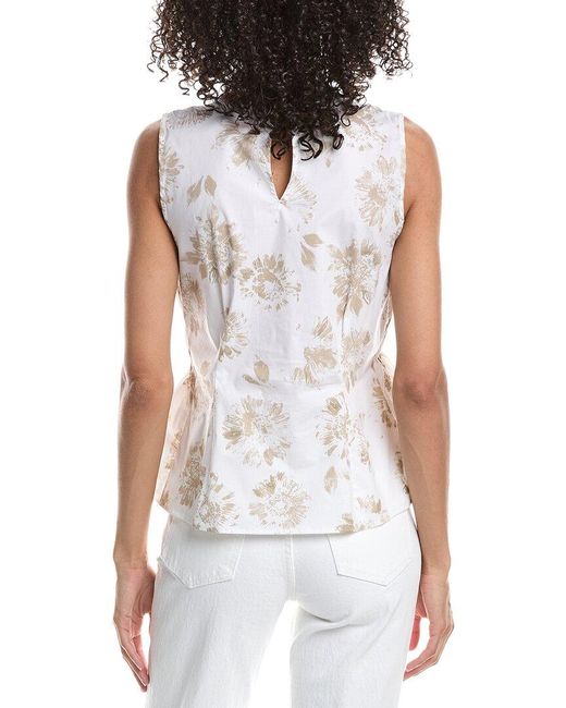 Vince Camuto White Crewneck Peplum Sleeveless Blouse