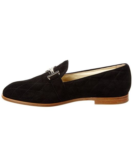 Tod's Black Double T Matelasse Suede Moccasin