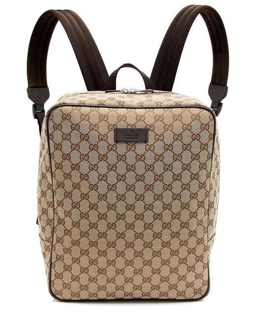 Gucci Brown Gg Canvas & Leather Travel Large Backpack (Authentic Pre-Owned)