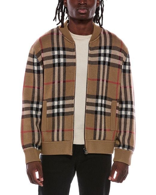 Burberry Brown Knit Wool Jacket for men