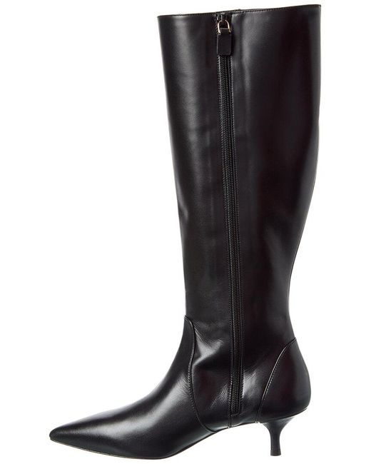 Stuart Weitzman Black Mara 50 Zip Leather Knee-High Boot