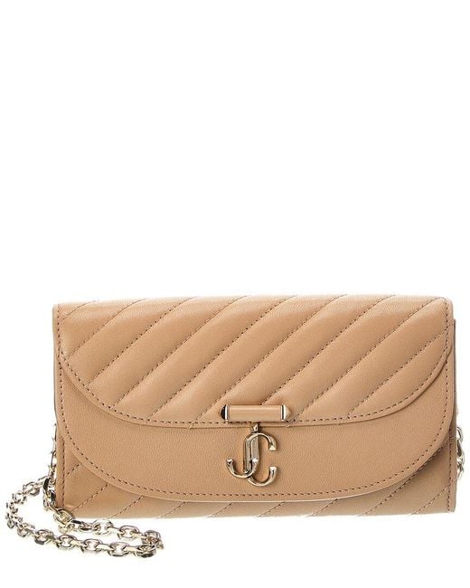 Jimmy Choo Natural Avn Curve Leather Wallet On Chain