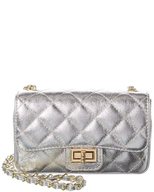 Persaman New York Gray Jennie Metallic Quilted Leather Crossbody