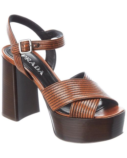 Prada Brown Leather Sandal