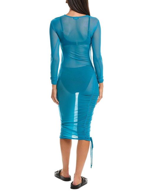 Haight Blue Let Mesh Midi Dress