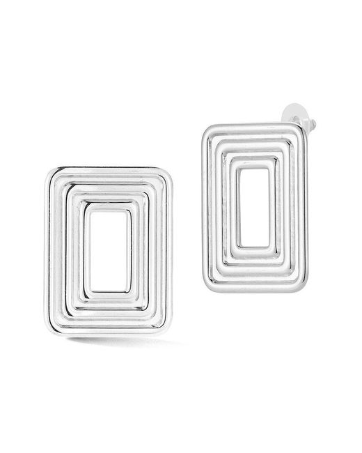 Glaze Jewelry White Plated Stainless Steel Geometric Elongated Statement Stud Earrings