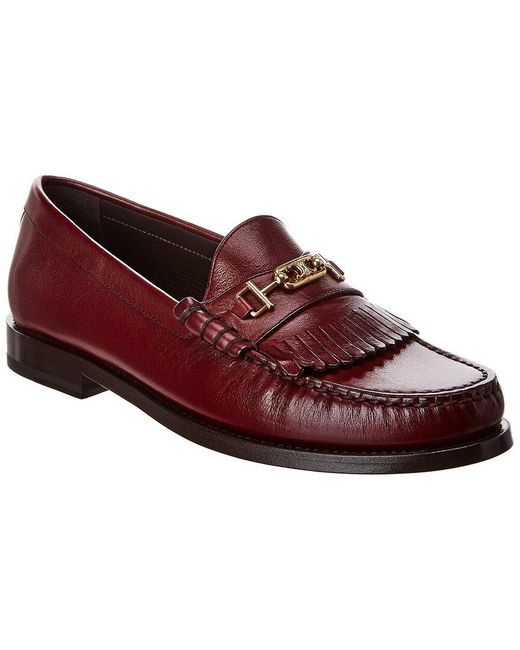 Céline Red Luco Triomphe Leather Loafer