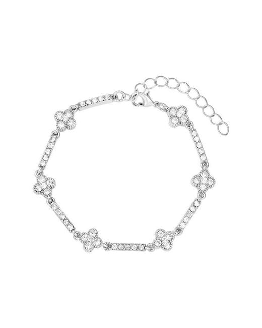 Adornia White Crystal Clover Tennis Bracelet