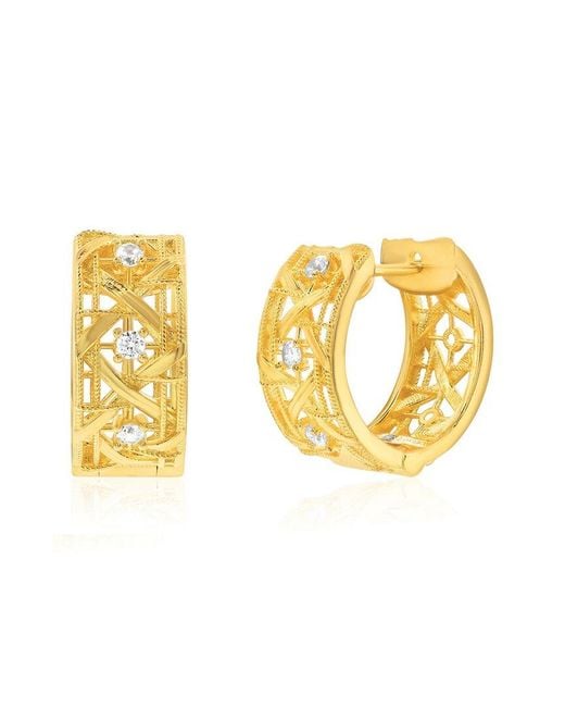 Suzy Levian CZ Jewelry Metallic Suzy Levian Cz Huggie Earrings