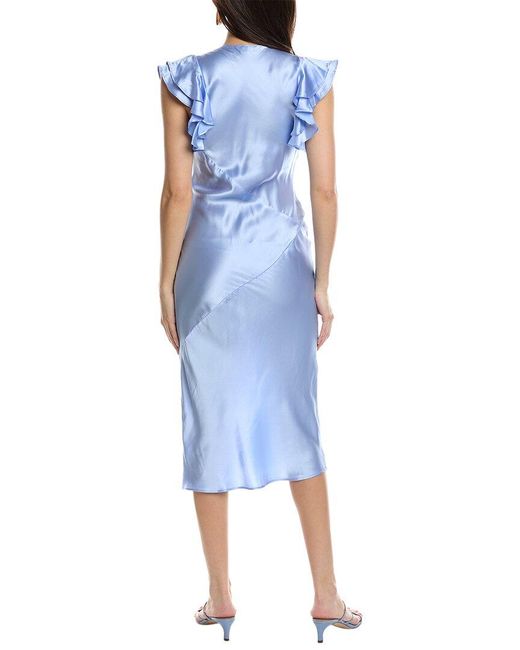 Amanda Uprichard Blue Cecelia Silk Midi Dress