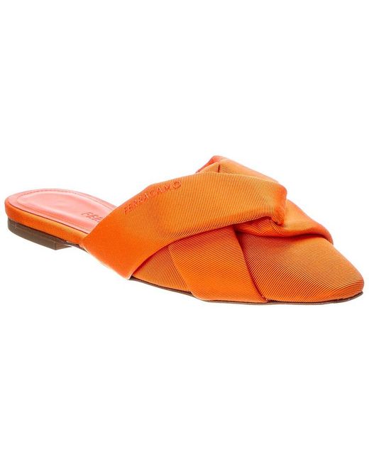 Ferragamo Orange Alhe T Canvas Mule