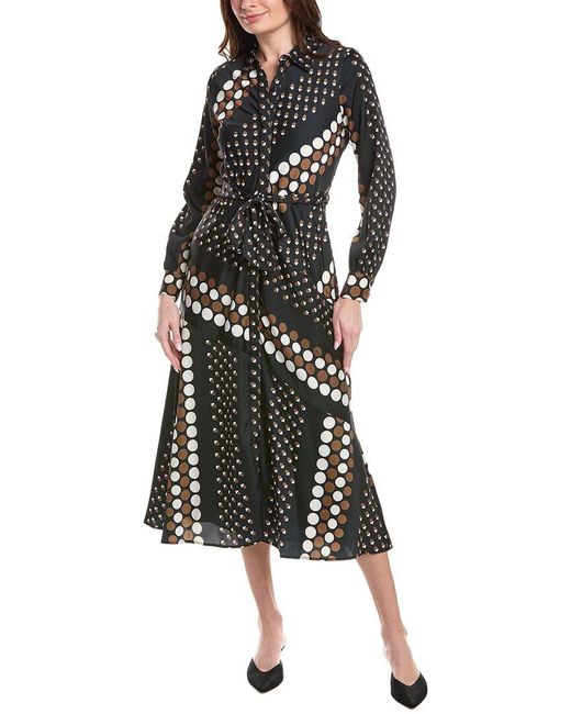 Tahari Black Button Down Midi Dress