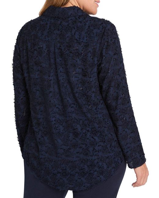 NIC+ZOE Blue Plus Any Occasion Clipped Jacquard Top