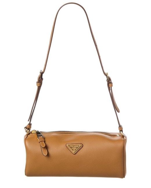 Prada Natural Logo Small Leather Shoulder Bag
