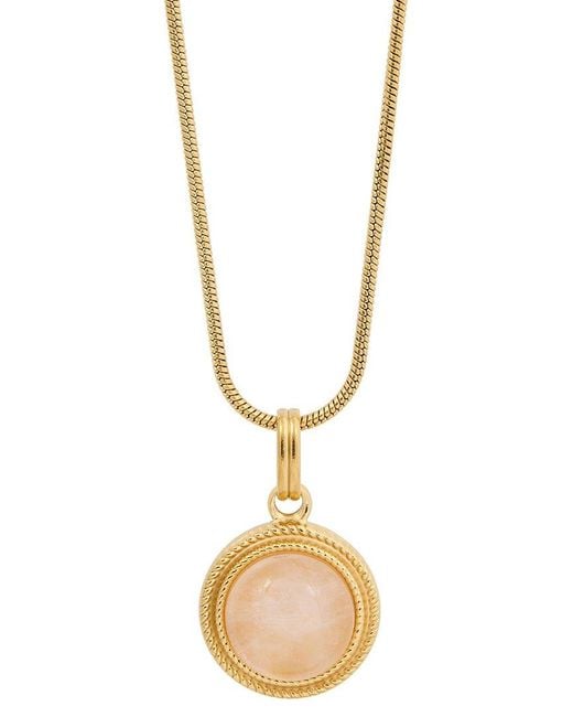 Savvy Cie Metallic 18k Plated Rose Quartz Classic Pendant Necklace