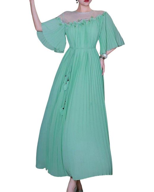 BURRYCO Green Short Sleeve Maxi Dress