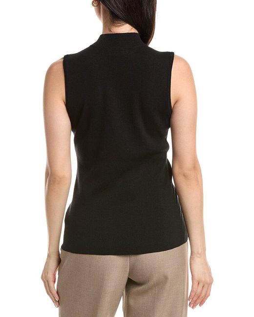 Tahari Black Ribbed Knit Top