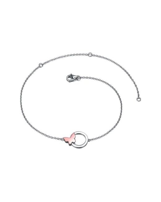 Genevive Jewelry White Silver Cz Butterfly Charm Ankle Bracelet