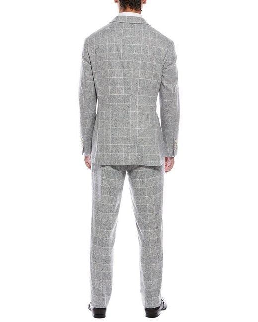 Brunello Cucinelli Gray 2Pc Silk, Wool & Cashmere-Blend Suit With Pleated Pant for men