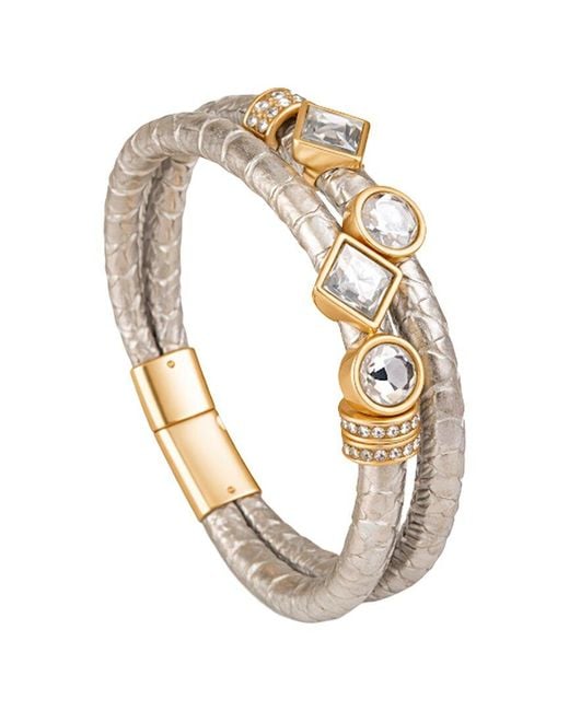 Saachi White Bling Charm Leather Bracelet