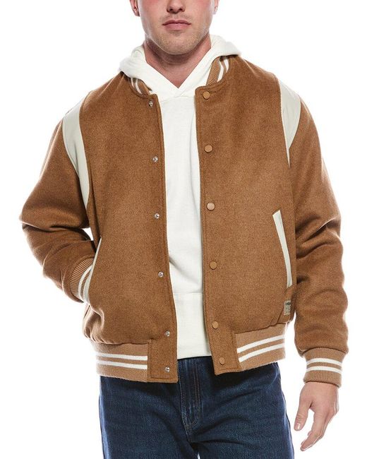 Hudson Jeans WoolBlend Varsity Jacket in Brown for Men Lyst