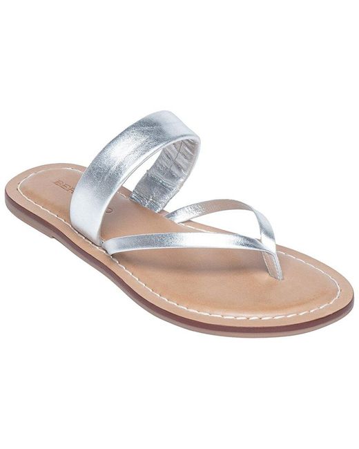 Bernardo White Leia Leather Flat Sandal