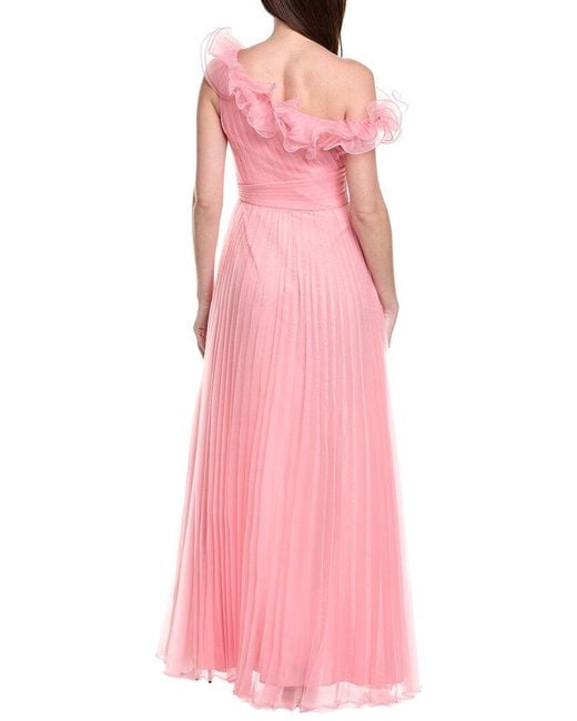 Marchesa Pink Scuplted Wave A-Line Dress