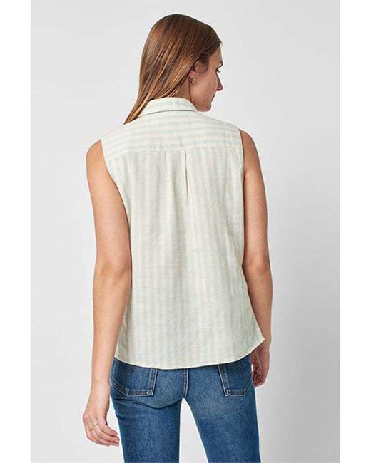 Faherty Brand Blue Malibu Sleeveless Linen-blend Shirt