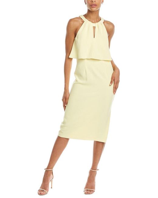 Adrianna Papell Cameron Popover Midi Dress in Yellow Lyst