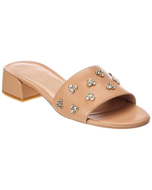 Stuart Weitzman Natural Tammy Block 35 Leather Sandal