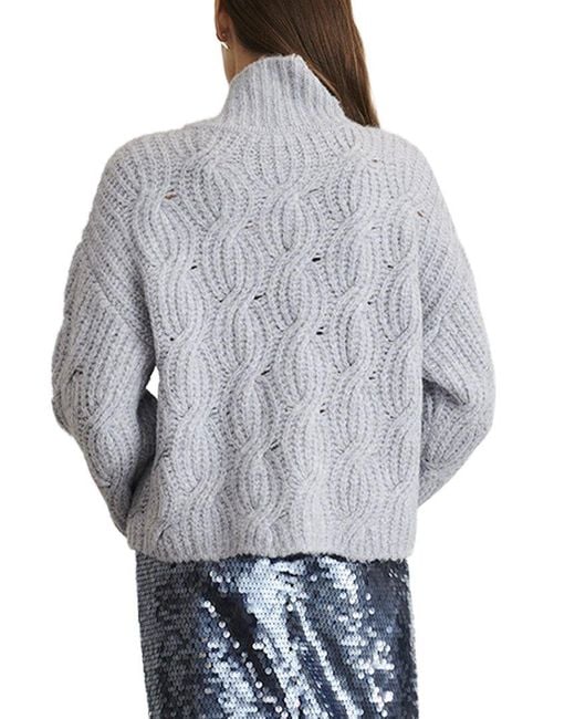 Tanya Taylor Gray Opaline Alpaca & Wool-Blend Top