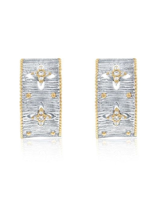 Suzy Levian CZ Jewelry Metallic Suzy Levian Cz Huggie Earrings
