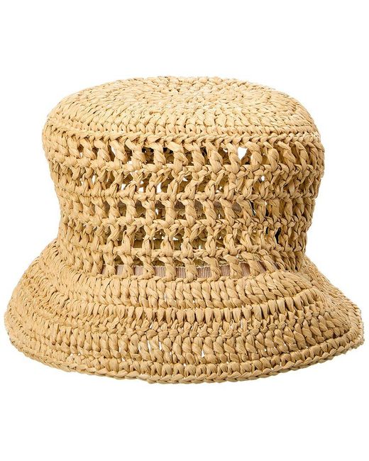 Prada Natural Logo Raffia Bucket Hat