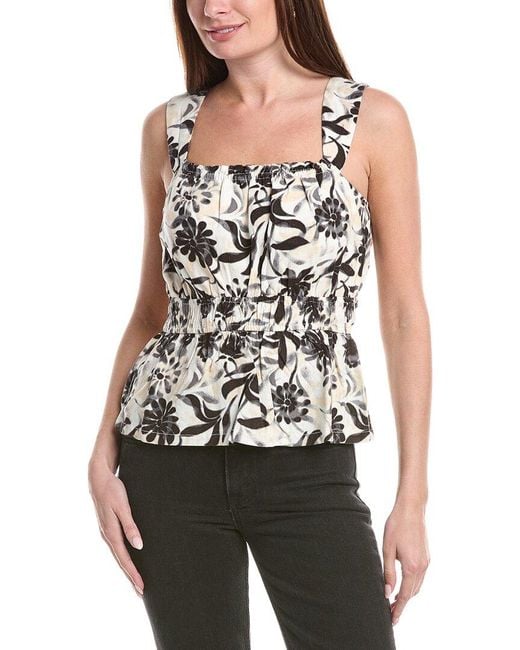 Nicole Miller White Linen-Blend Tank