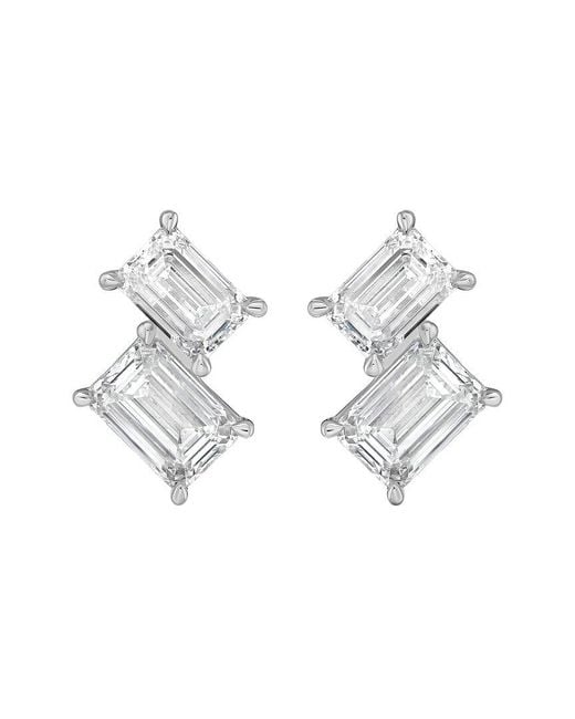 Diana M Metallic 14K 7.00 Ct. Tw. Lab-Grown Diamond Two-Stone Earrings