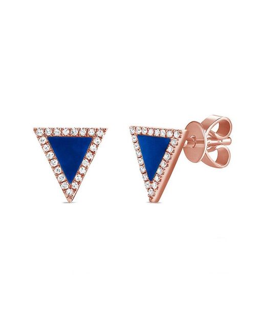 Sabrina Designs Blue 14k Rose Gold 0.45 Ct. Tw. Diamond & Lapis Triangle Earrings