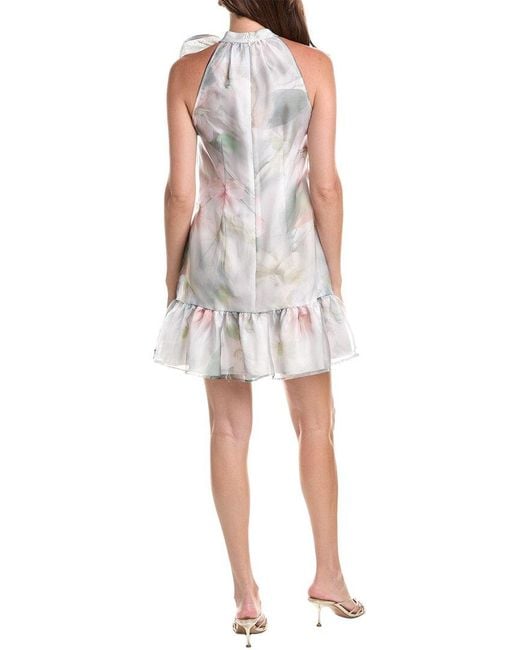 Kensie White Printed Organza Mini Dress