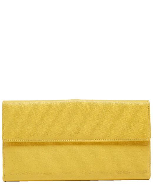Chanel Yellow Leather Single Flap Cc Flap French Continental Wallet (Authentic Pre-Owned)