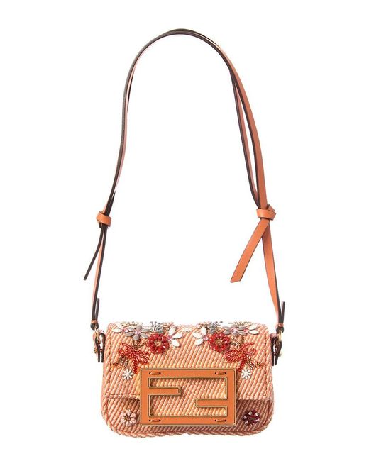 Fendi White Baguette Nano Denim Charm