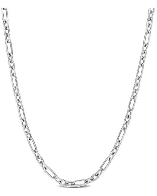 Italian Silver Metallic Diamond-Cut Figaro Chain Necklace