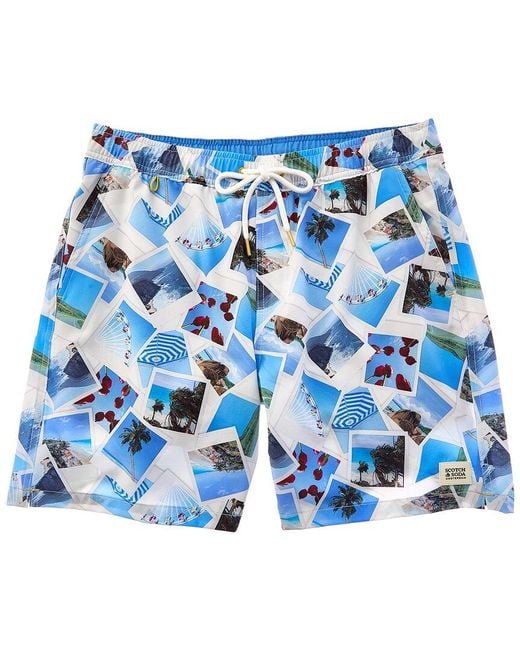 Scotch & Soda Blue Print Swim Trunk for men