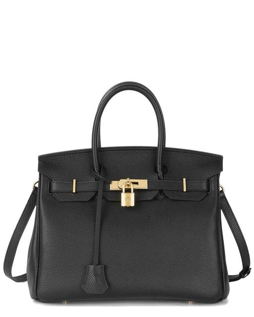 Tiffany & Fred Paris Black Top-Grain Large Leather Satchel