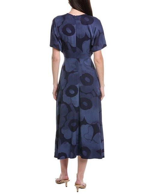 Marimekko Blue Helea Akvarelli Unikko Midi Dress