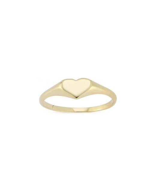 Italian Gold White 14K Heart Signet Ring