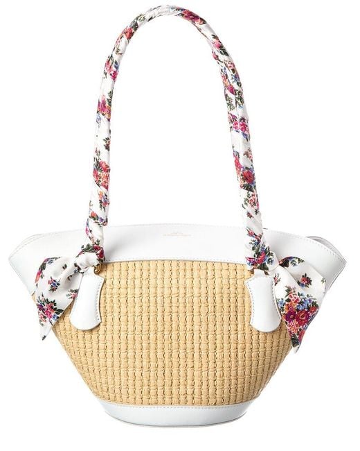 Dolce & Gabbana Metallic Capri Raffia & Leather Shoulder Bag