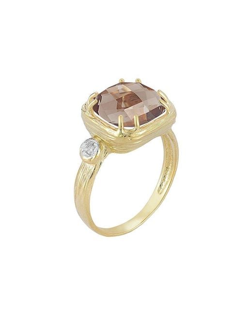 Reiss White 14k 3.53 Ct. Tw. Diamond & Smokey Topaz Ring